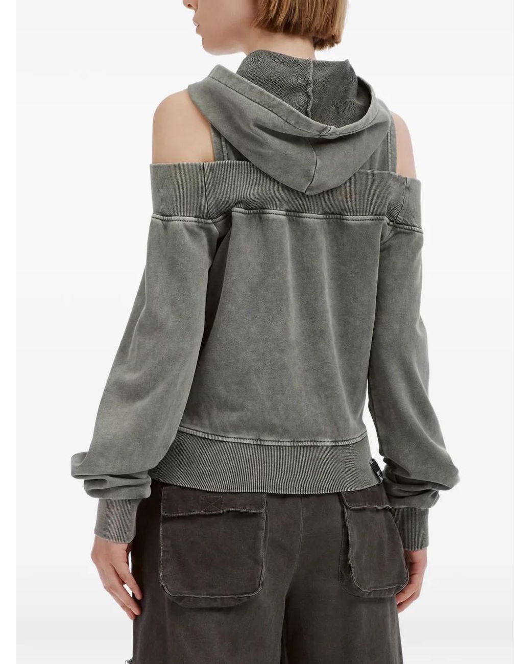 Izzue Gray Hoodie Zippé À Épaules Dénudées