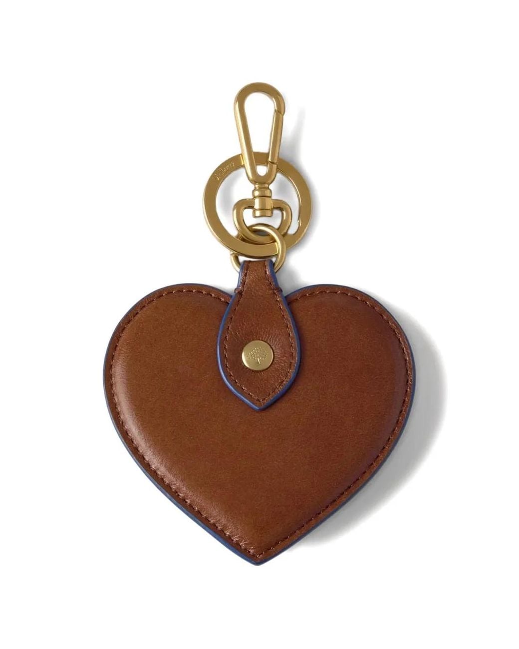 Mulberry Brown Heart Leather Keyring