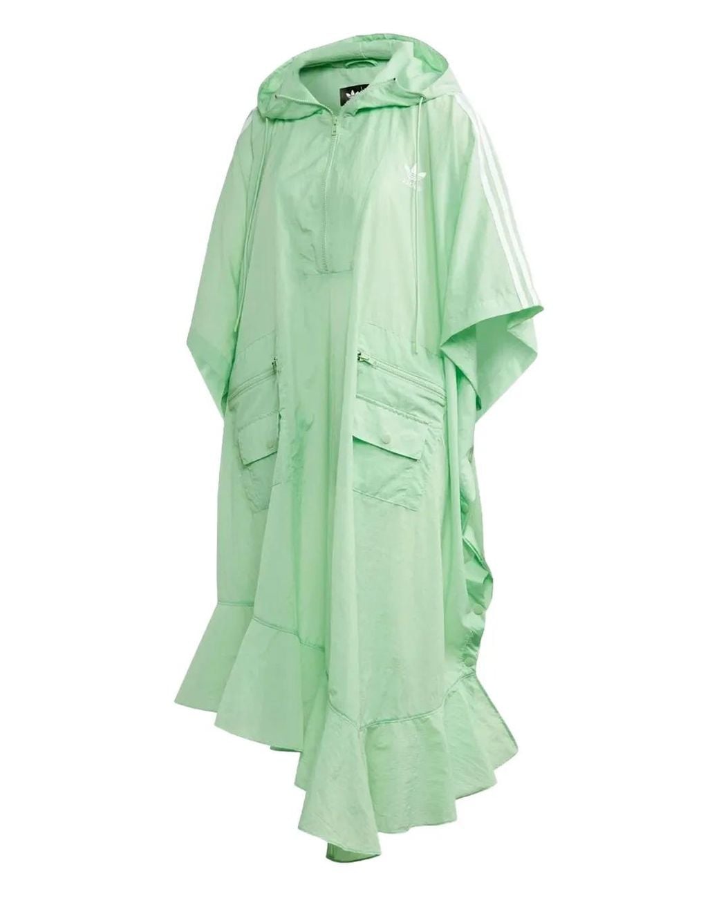 Adidas Green Hooded Ruffled Poncho