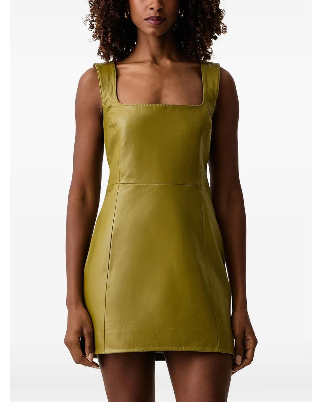 retroféte Green Tilde Leather Mini Dress