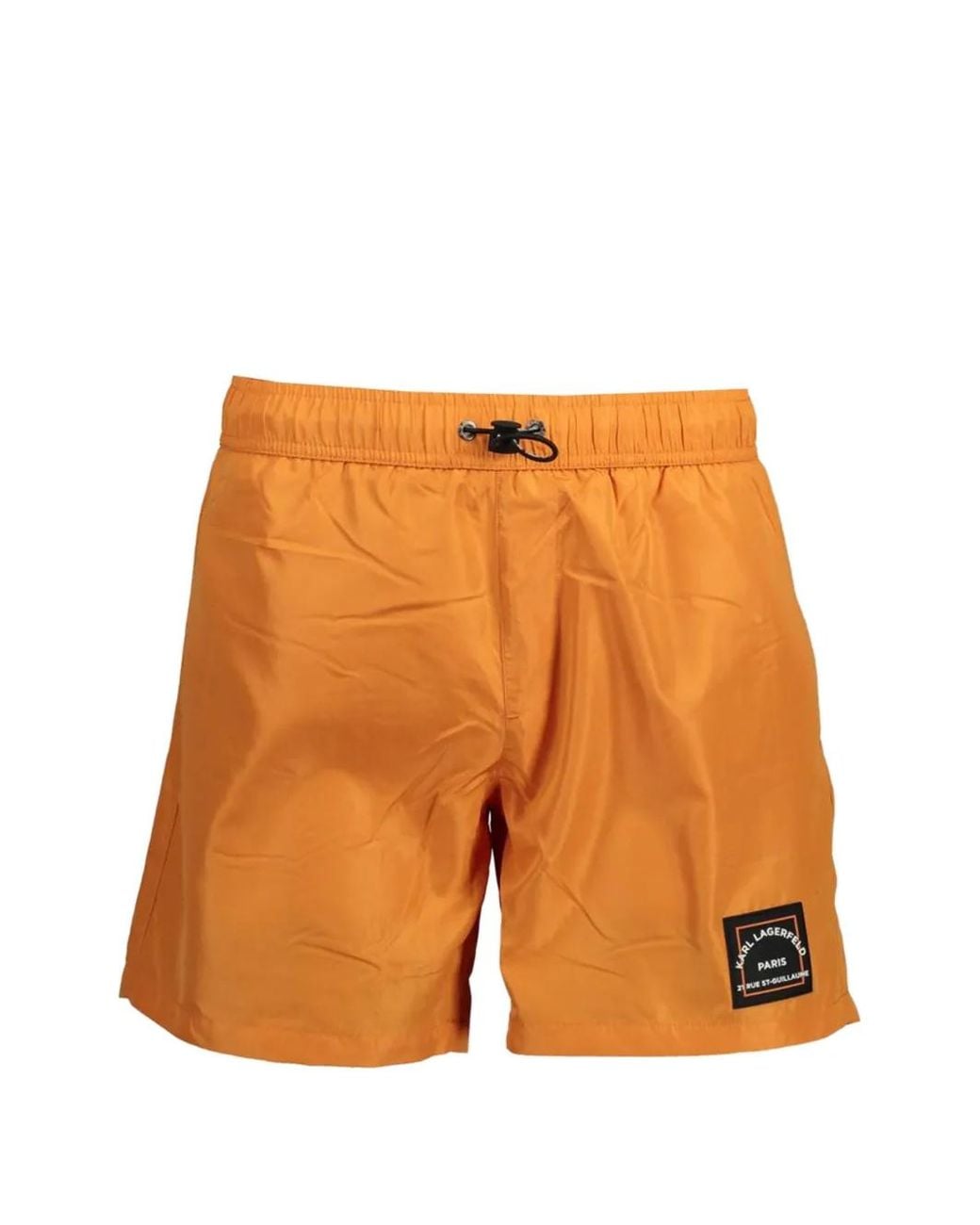 Karl Lagerfeld Orange Logo-Patch Drawstring Swim Shorts for men