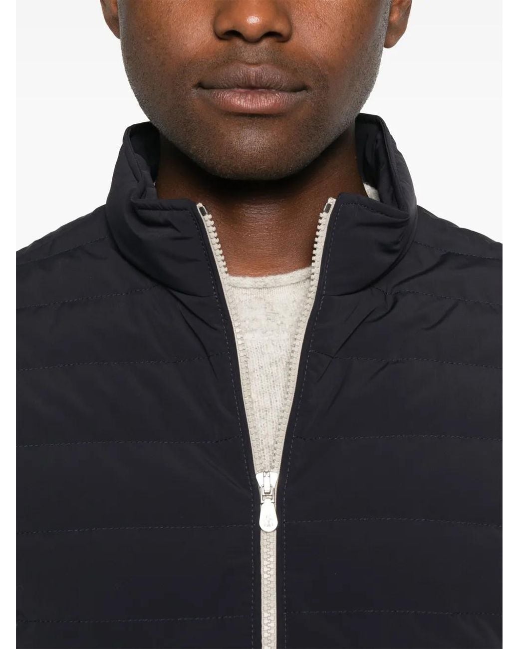 Brunello Cucinelli Black Quilted Vest for men