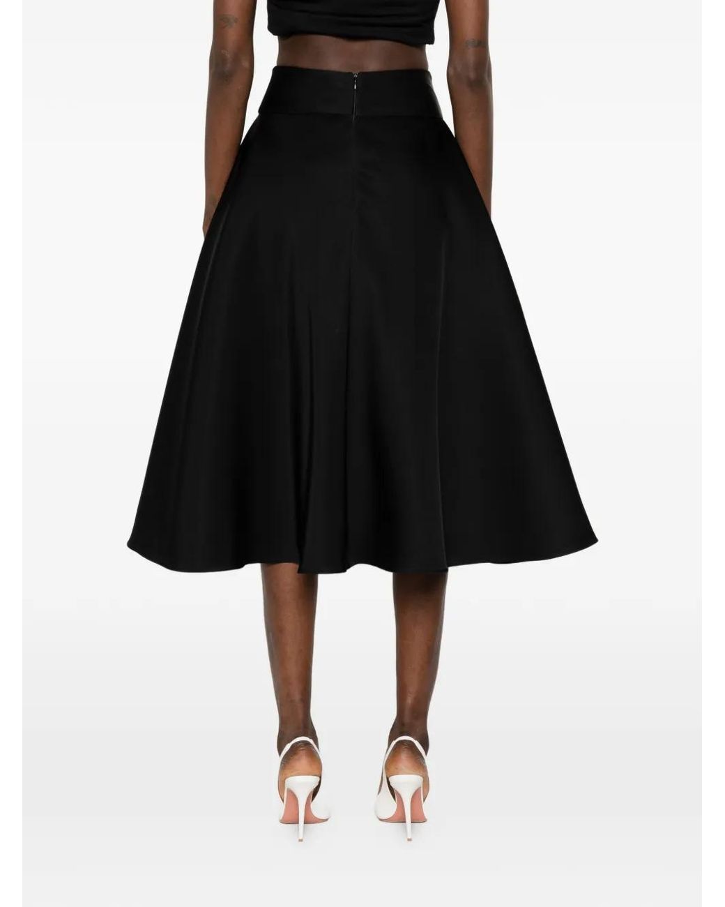 David Koma Black A-Line Midi Skirt