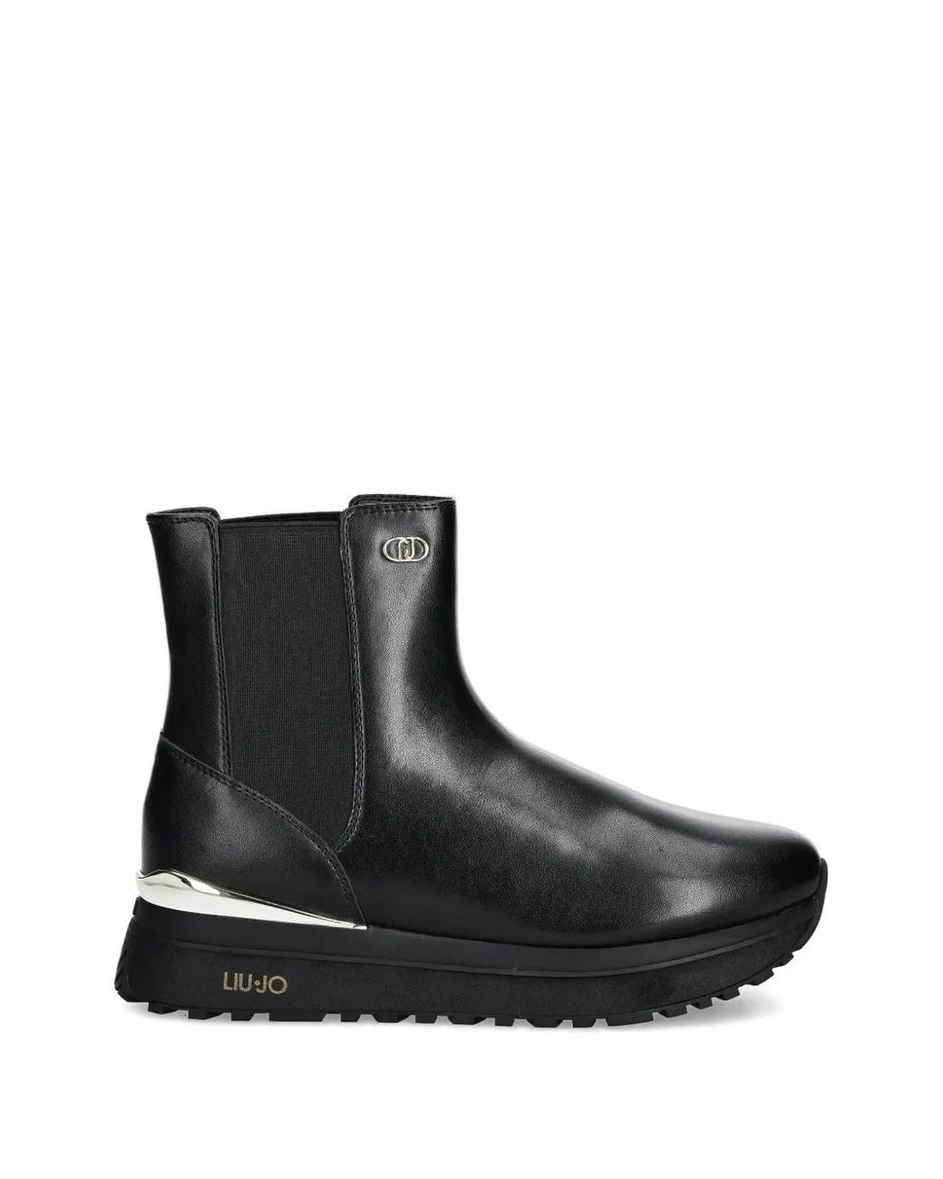 Liu Jo Black Logo Plaque Platform Chelsea Boots