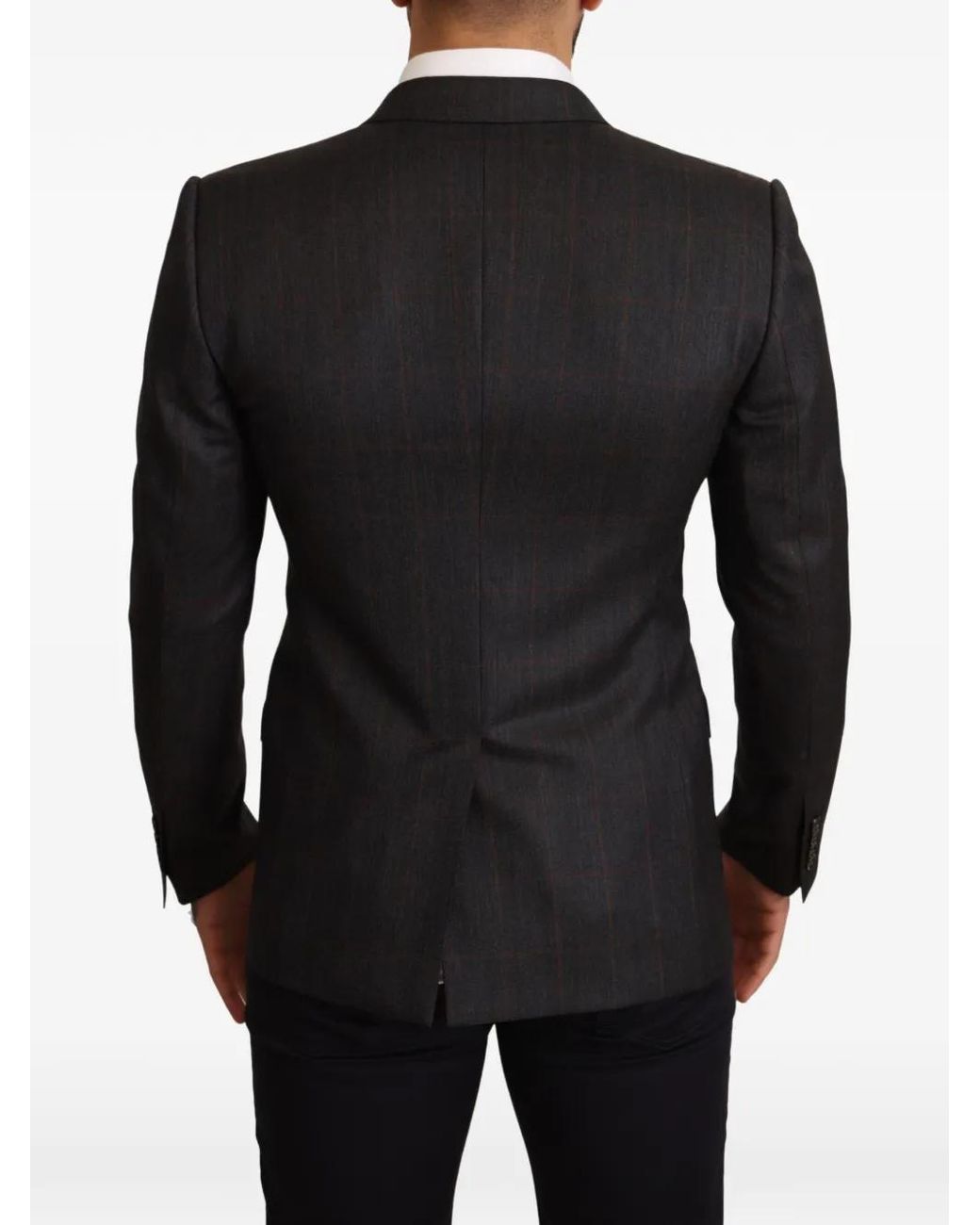 Dolce & Gabbana Black Martini Check Double-Breasted Blazer for men