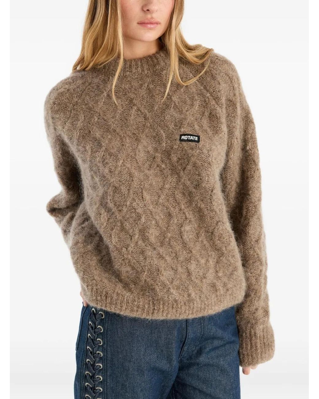 ROTATE BIRGER CHRISTENSEN Brown Pullover Mit Zopfmuster