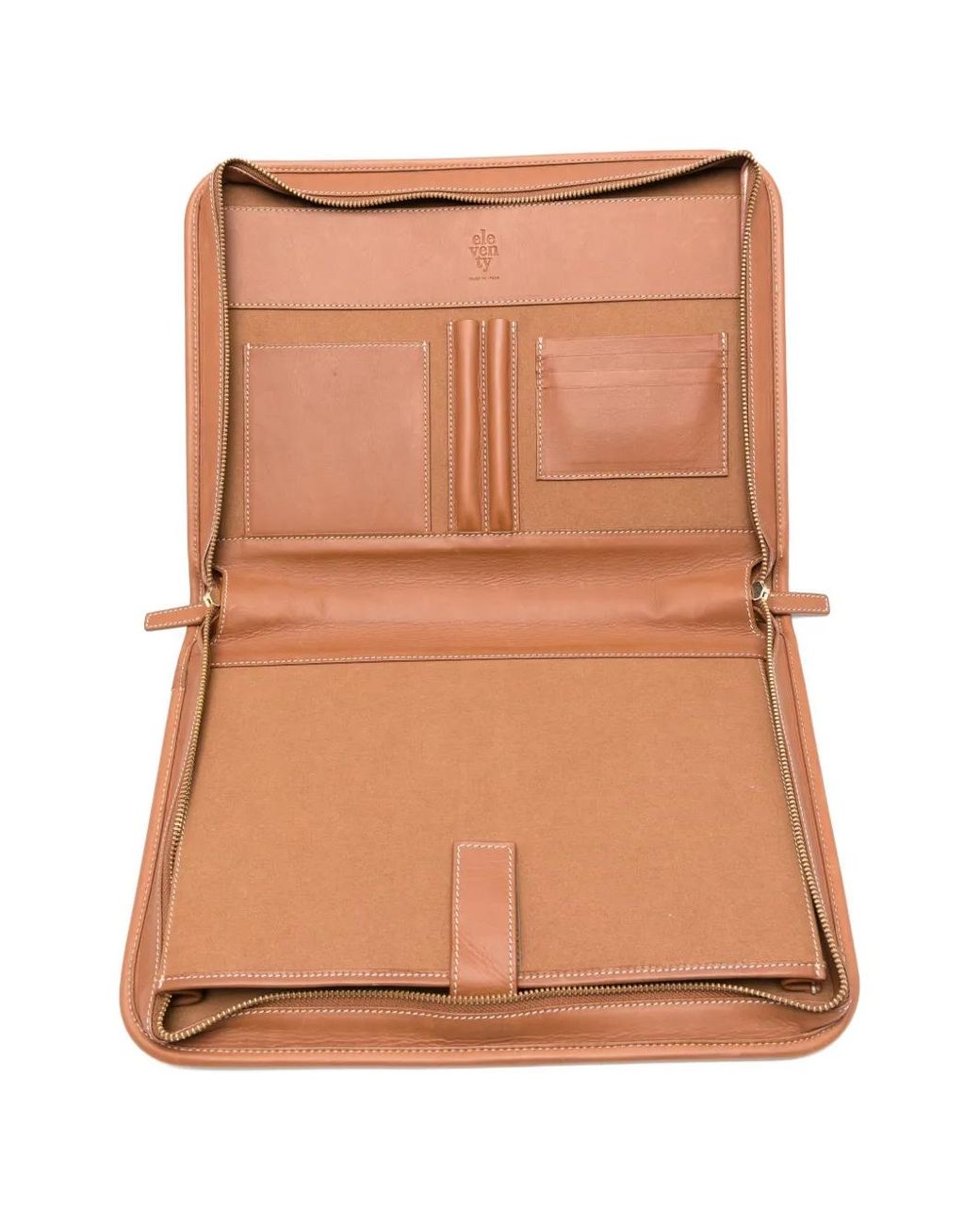 Eleventy Brown Leather Laptop Bag for men