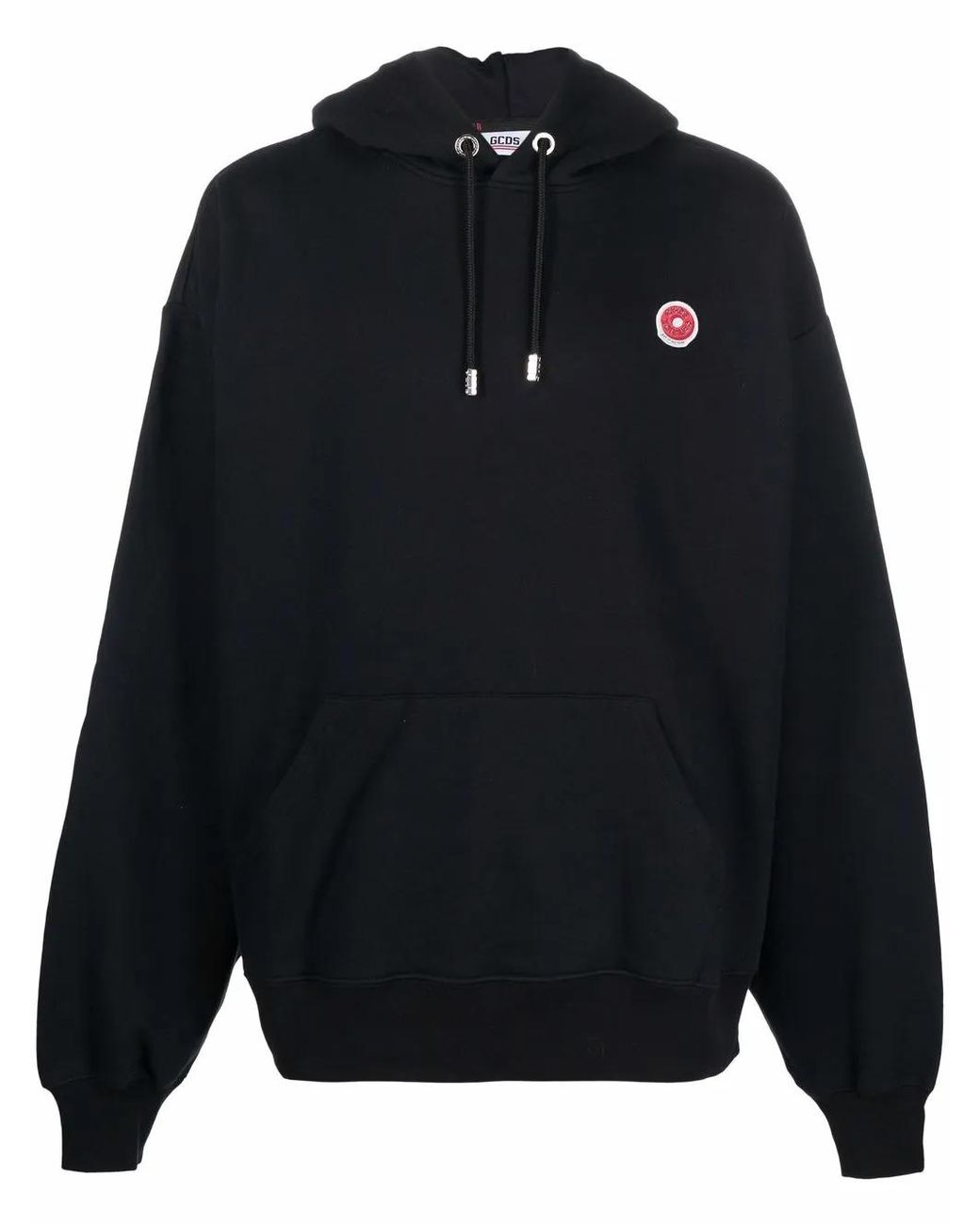 Gcds Blue Logo-Patch Cotton Hoodie for men