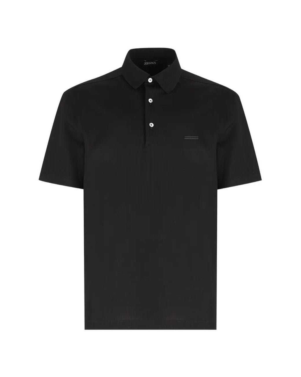 Zegna Black Short-Sleeve Piqué Polo Shirt for men