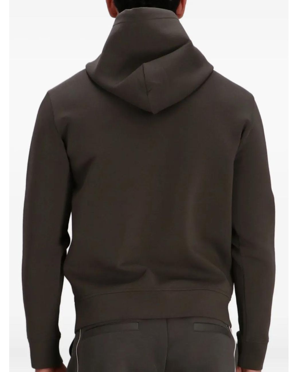 Emporio Armani Brown Logo-Plaque Hoodie for men