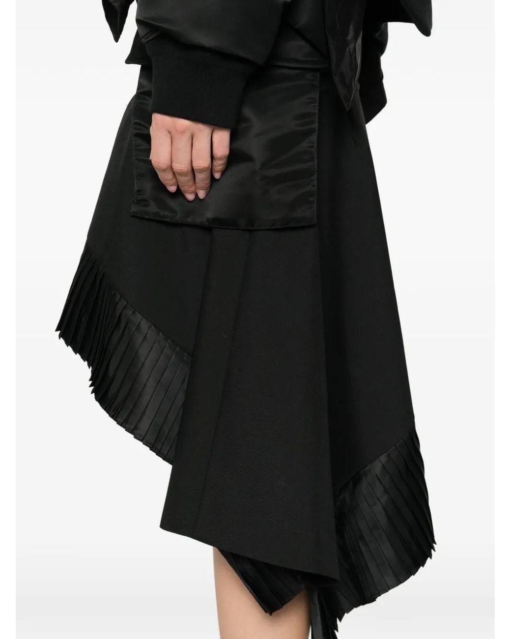 Sacai Black Cargo-Pocket Midi Skirt
