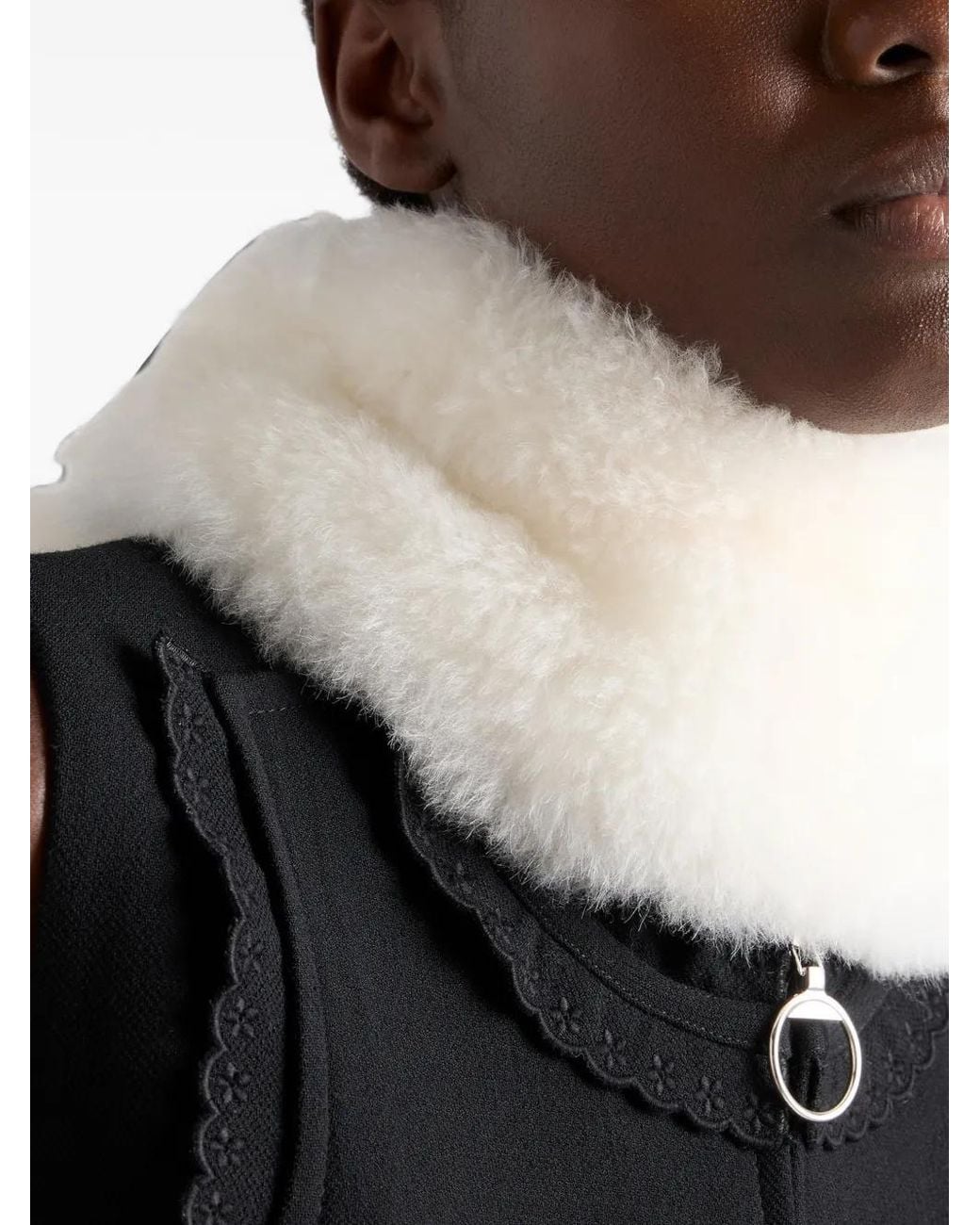 Prada White Goat-Fur Collar