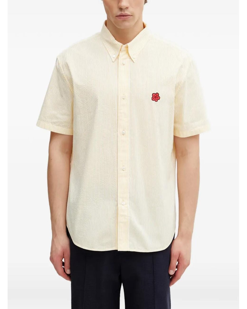 KENZO White Boke Flower Seersucker Shirt for men