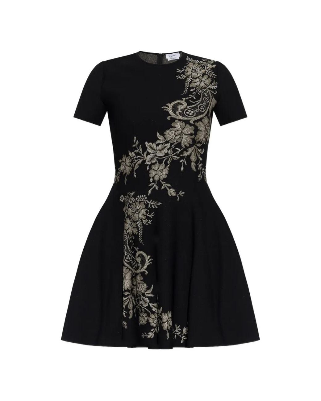 McQueen Black Floral-Print Mini Dress