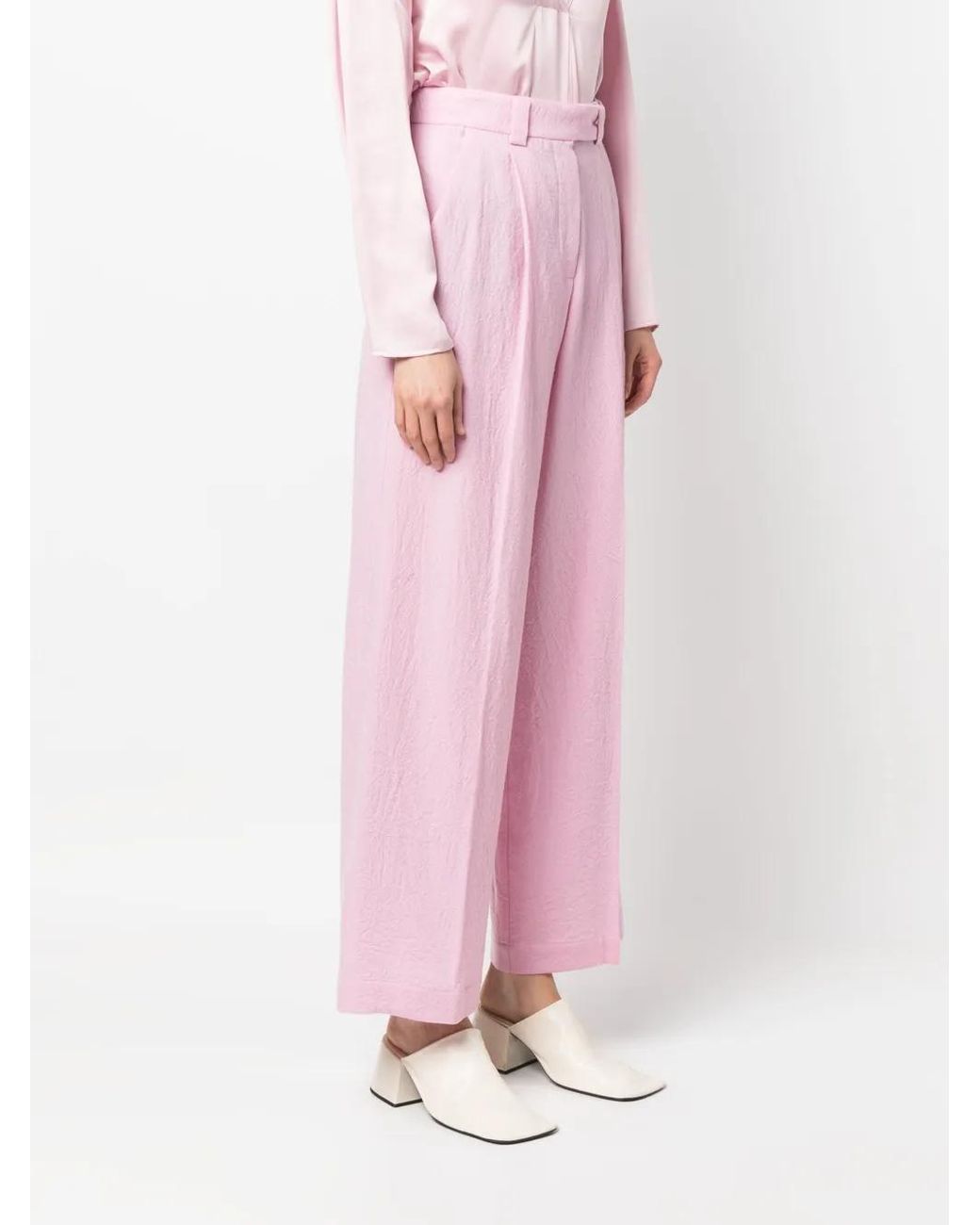 Alysi Pink Pressed-Crease Flared Trousers