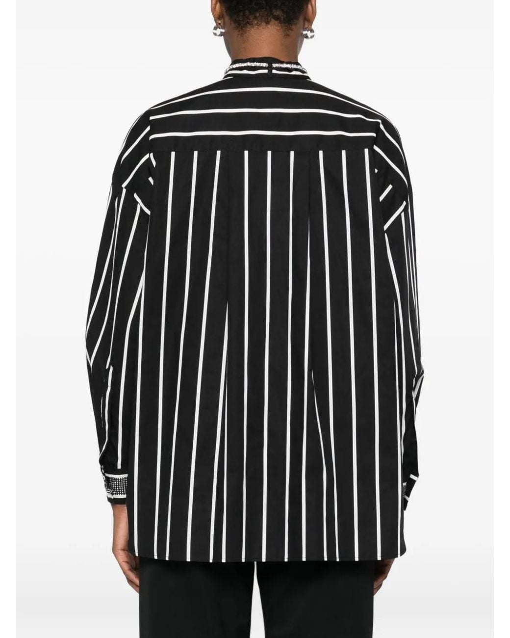 Pinko Black Striped Shirt With Shiny Laces