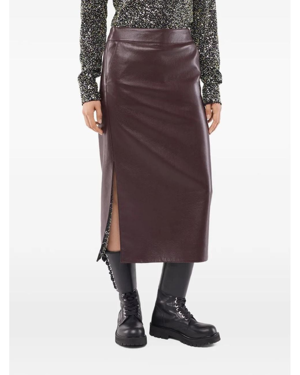 Rabanne Brown Double Layer Midi Skirt