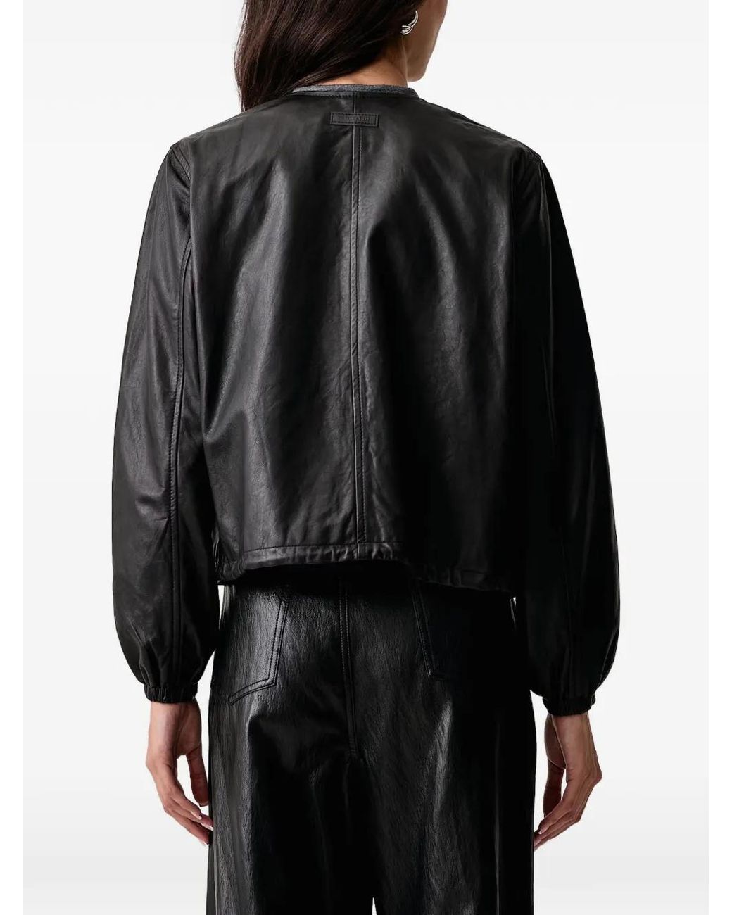 Trussardi Black Leather Bomber Jacket