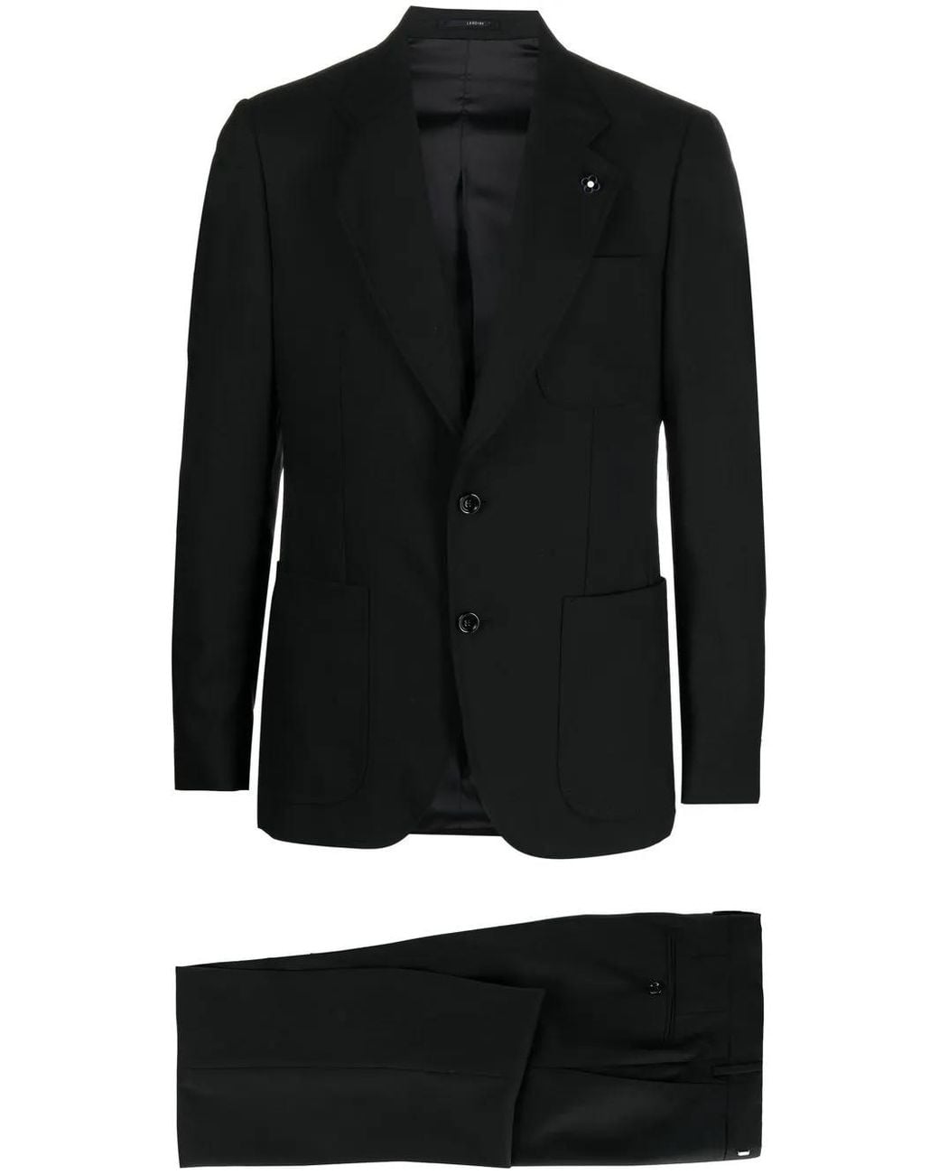 Lardini Black Single-Breasted Wool Suit for men