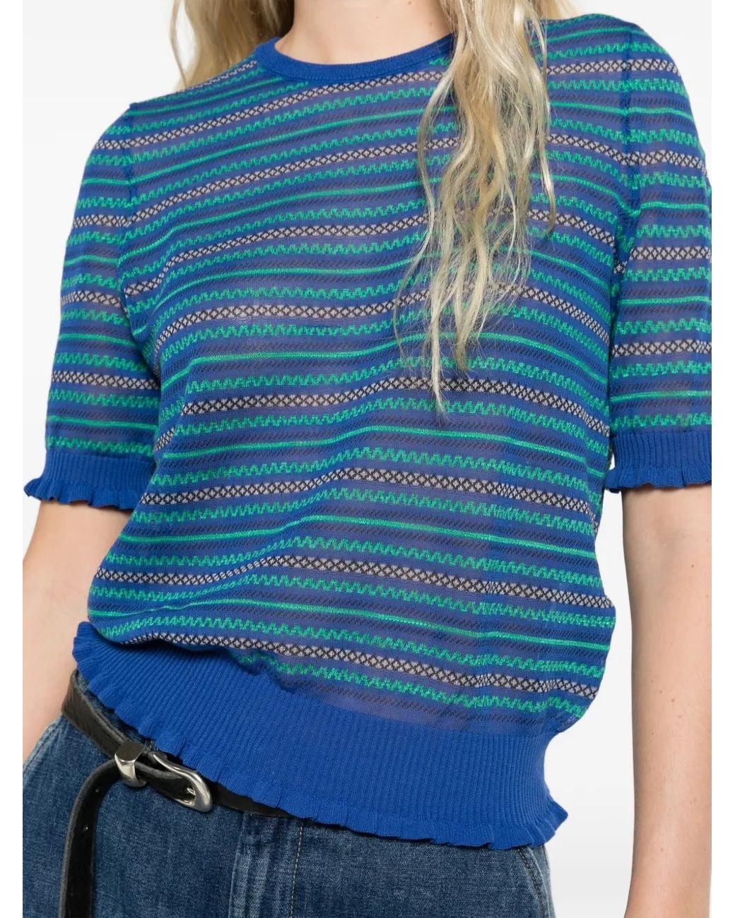 J.W. Anderson Blue Haut À Motif Fair Isle Et Effets De Transparence En Coloris Cobalt