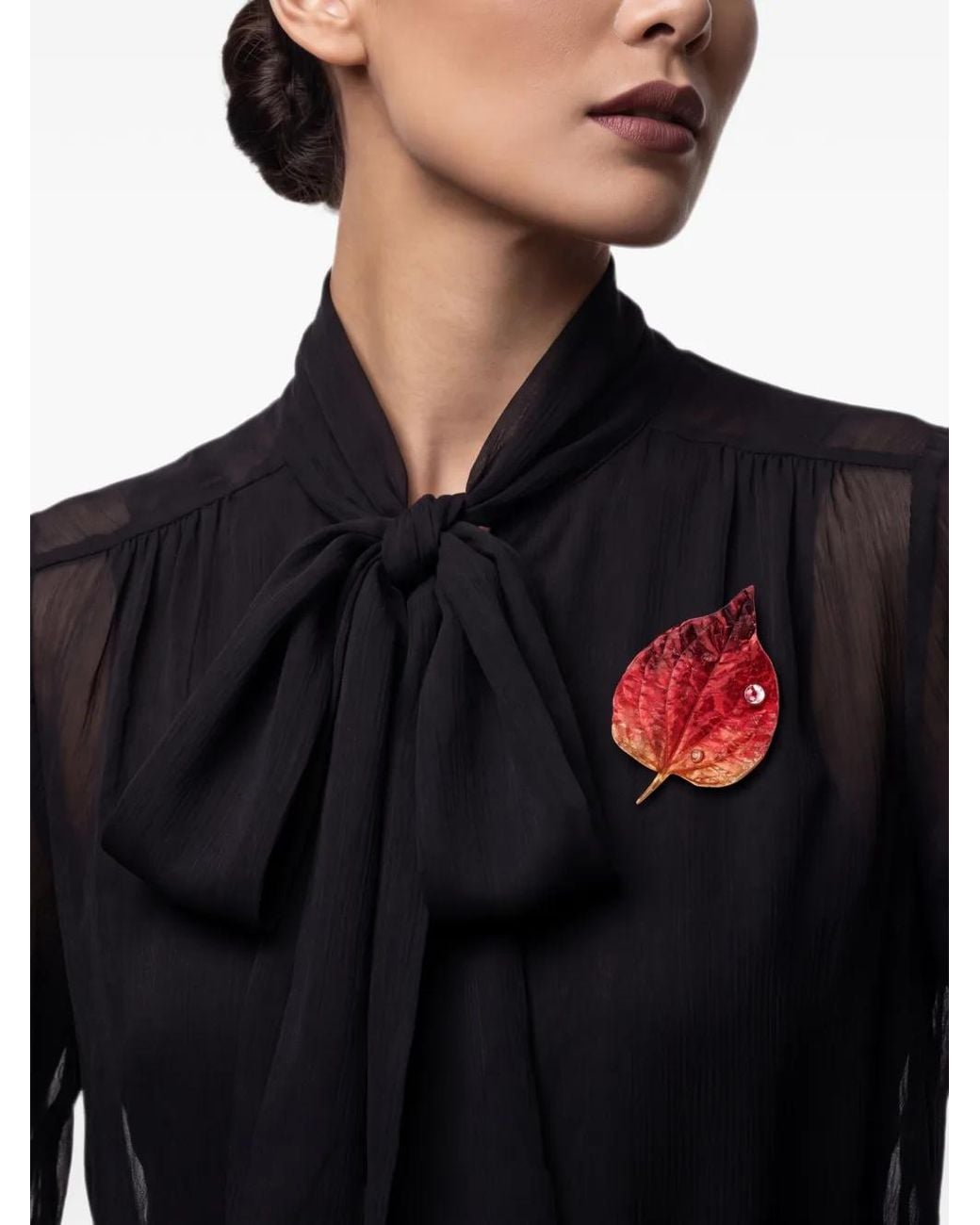 Anabela Chan Black Autumn Leaf Brooch