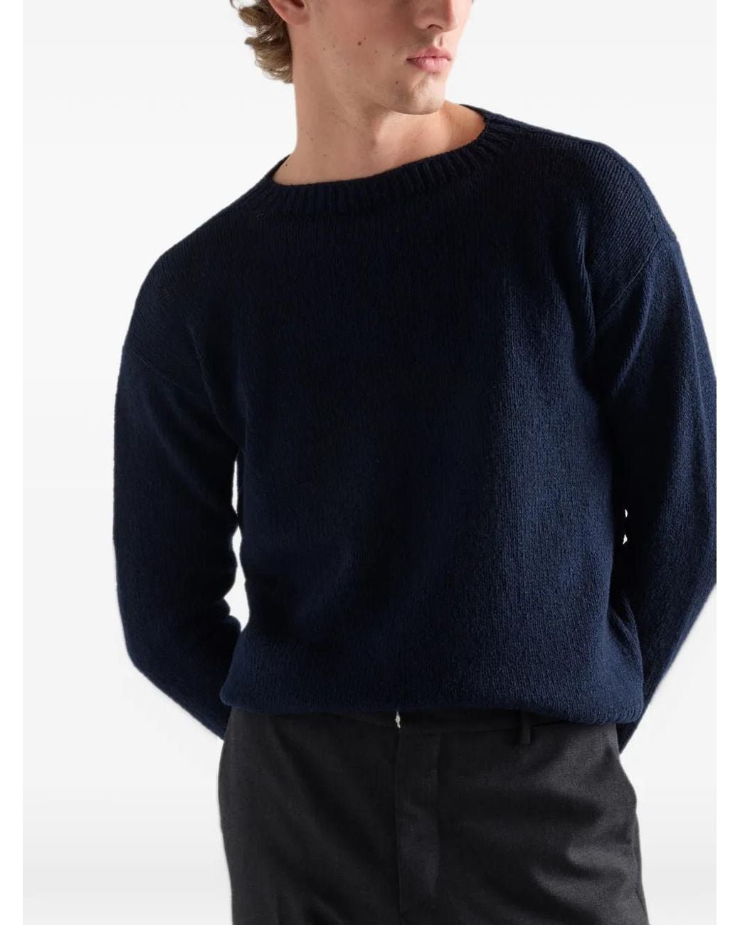 Prada Blue Long-Sleeves Sweater for men