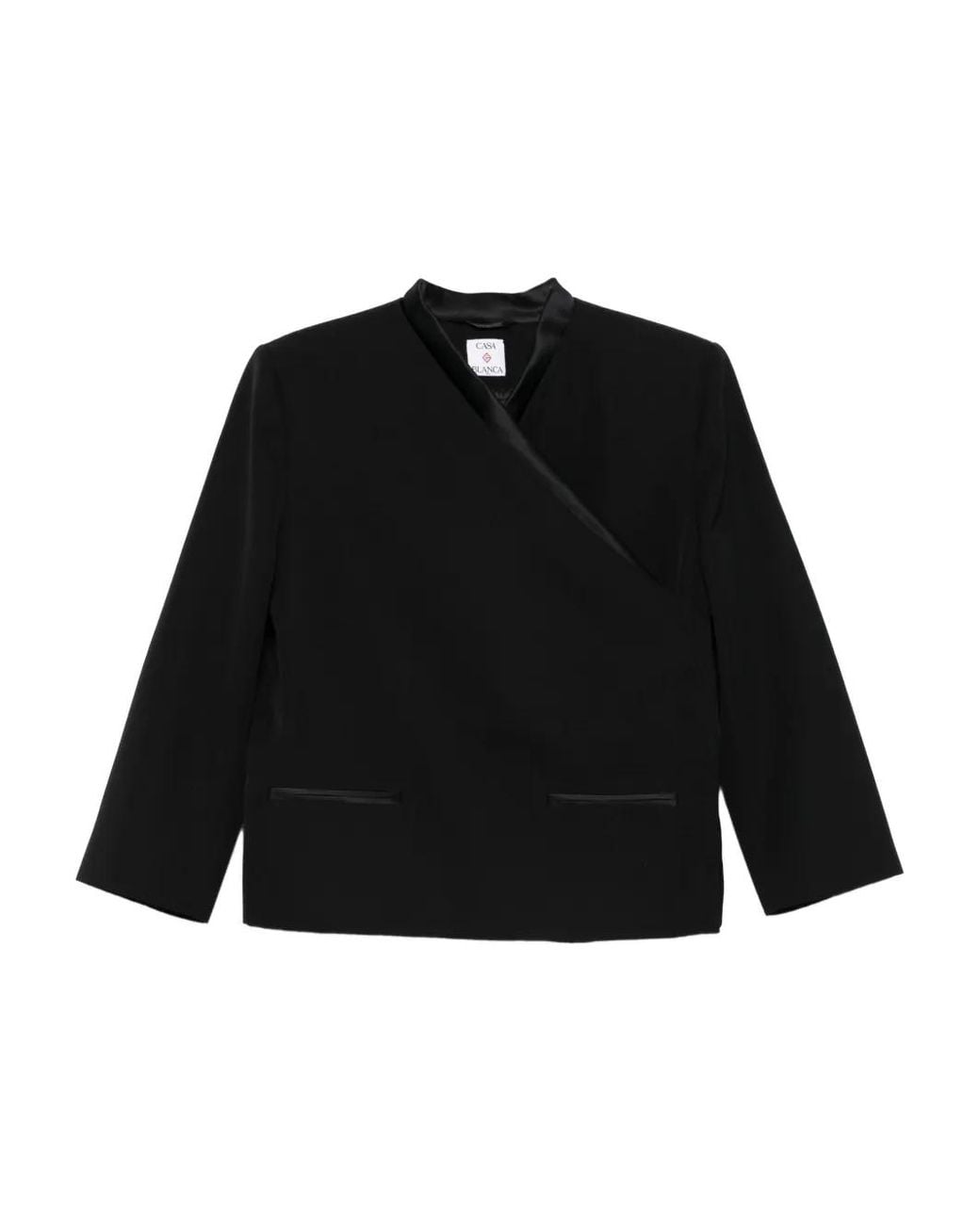 Casablanca Black Satin-Trimmed Wrap Jacket