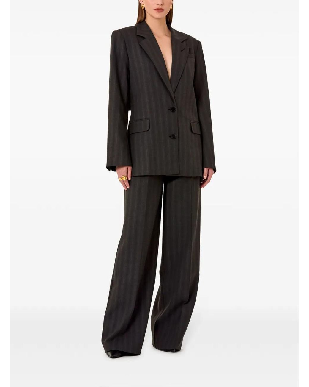 Nicholas Black Pinstripe Notched Lapel Blazer