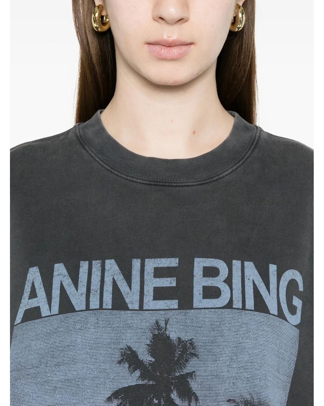Anine Bing Black Miles Sweatshirt Palms