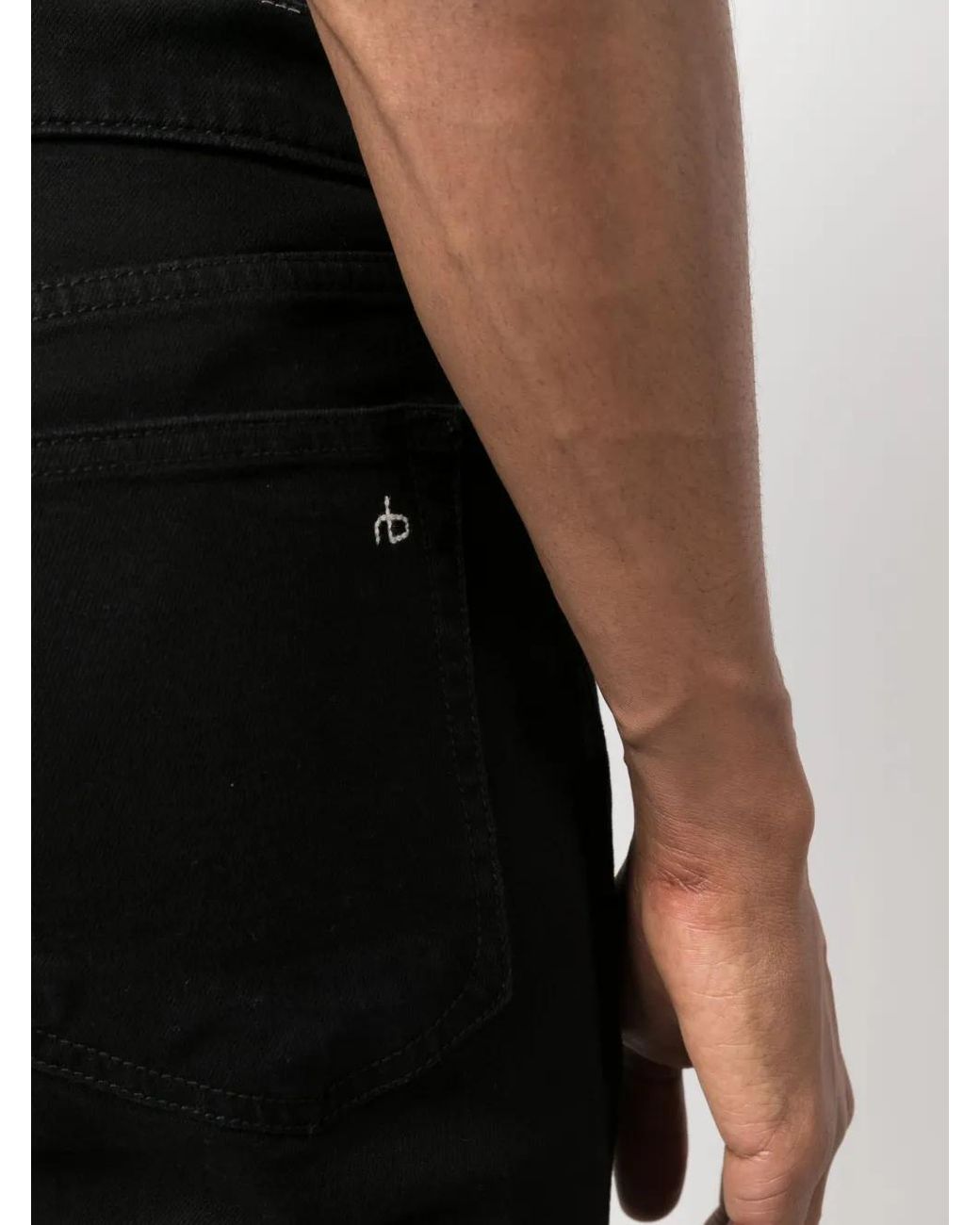 Rag & Bone Black Mid-Rise Slim-Cut Jeans for men