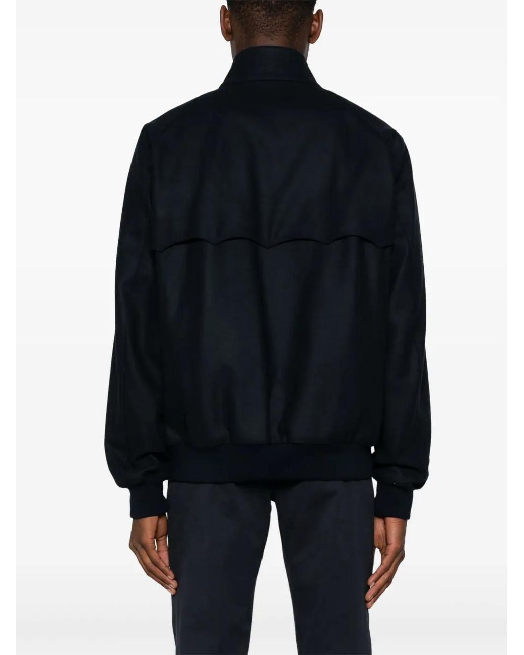 Baracuta Blue Classic Bomber Jacket With Ribbed Detailing for men