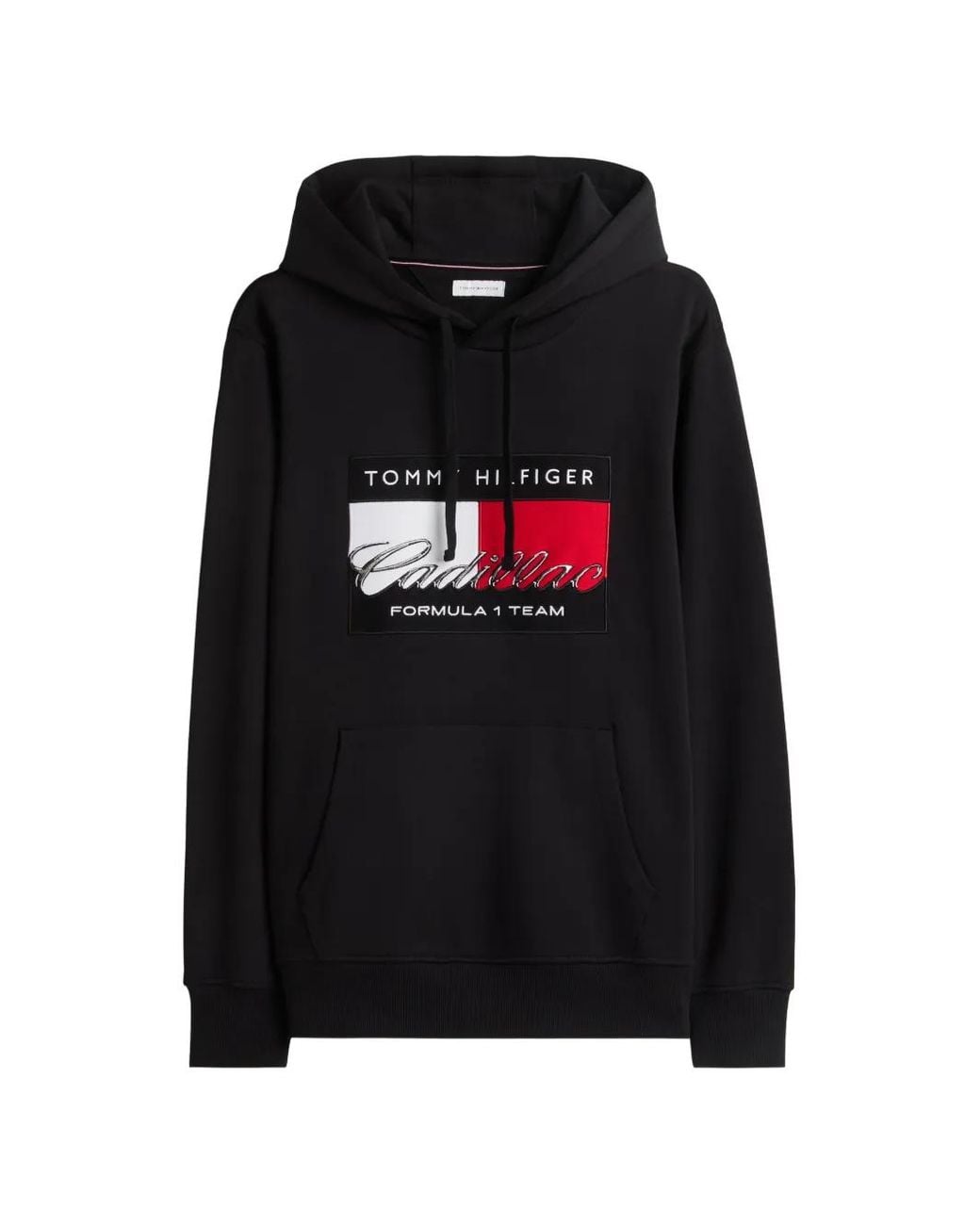 Tommy Hilfiger Black X Cadillac Formula 1 Team Logo-Patch Hoodie for men