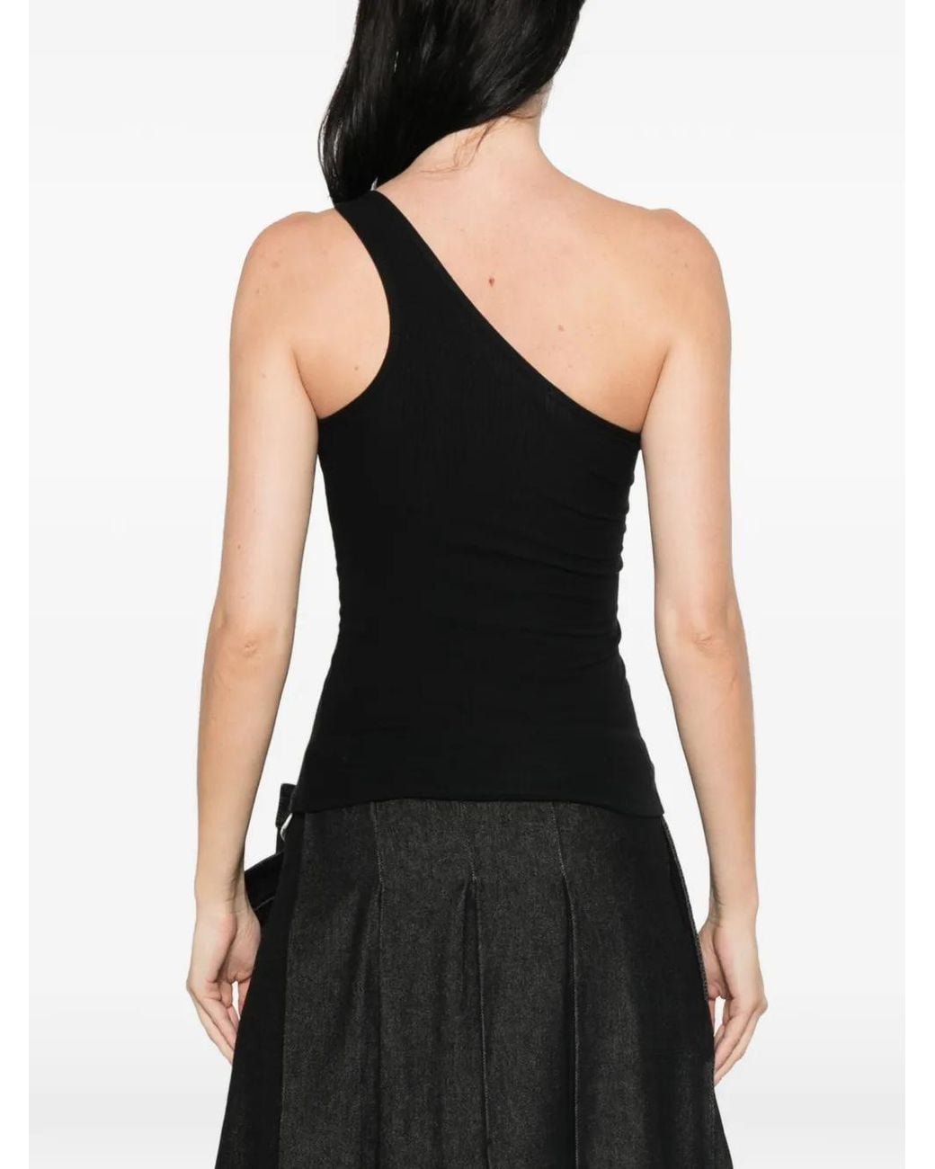 Baserange Asymmetrische Geribbelde Top in het Black