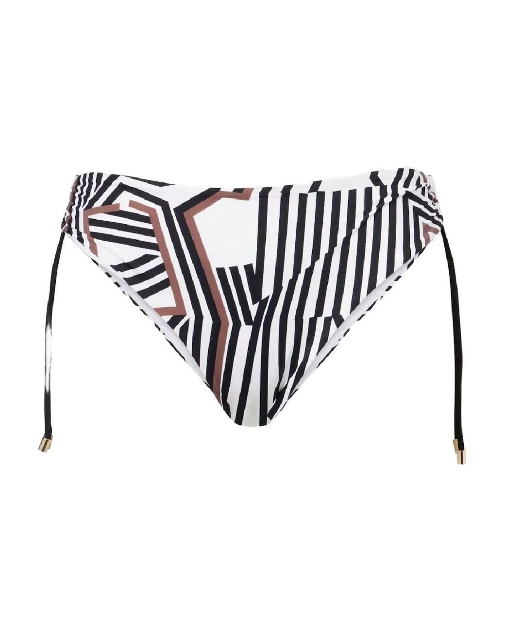Max Mara White Sibilla Striped Bikini Bottoms