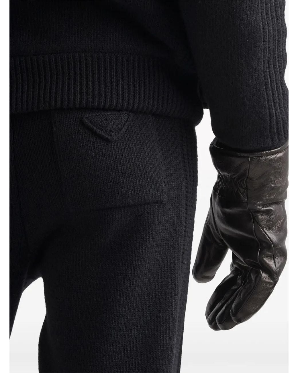 Prada Black Fine-Knit Cashmere Track Pants for men
