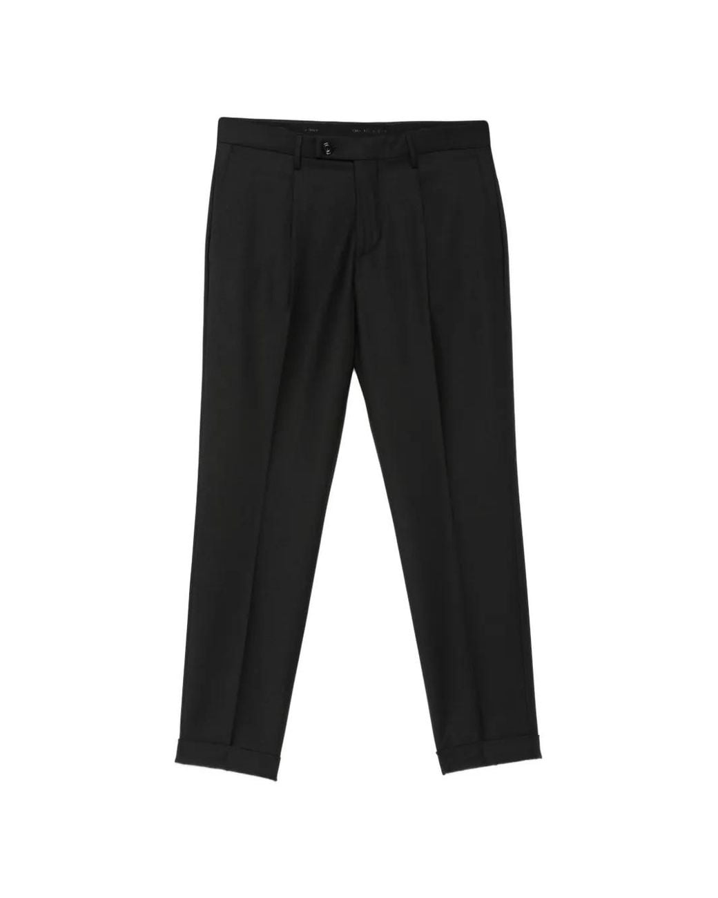 Michael Coal Black Frederick Pleated Turned-Up Trousers for men
