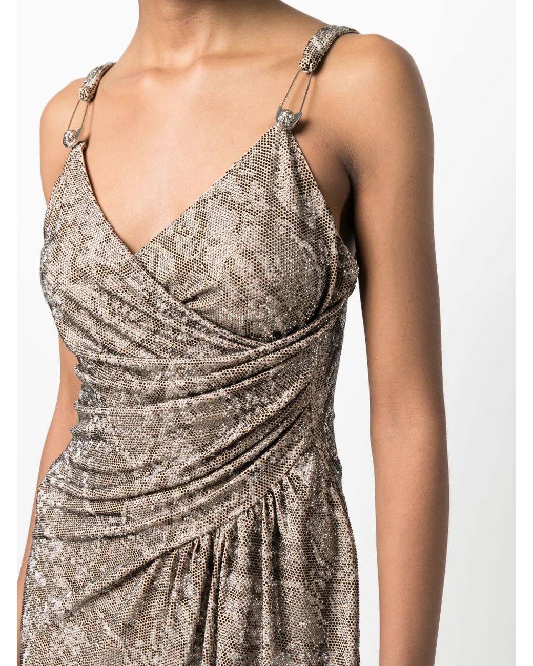 Philipp Plein Natural Python-Print Embellished Mini Dress