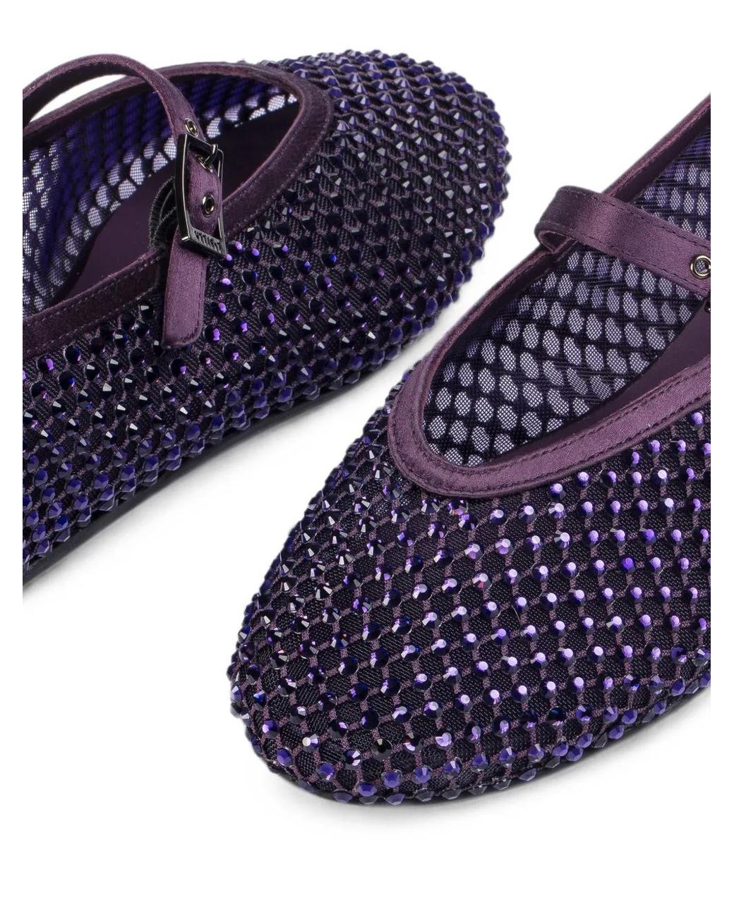 Le Silla Purple Gilda Crystal-Embellished Mesh Ballet Flats