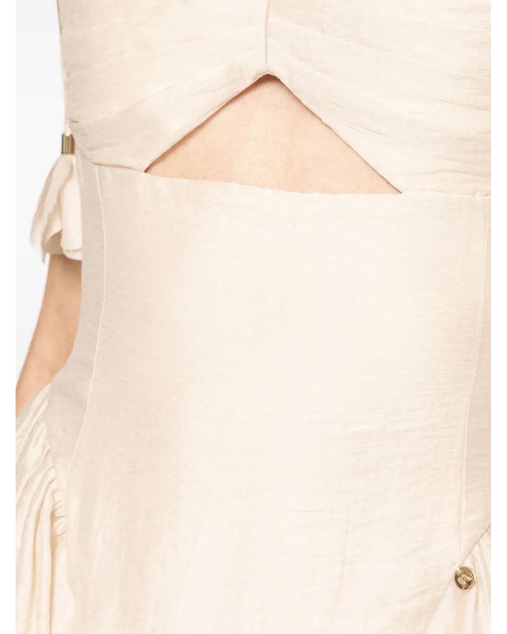 Nissa Natural Thin-Straps Lyocell Mini Dress