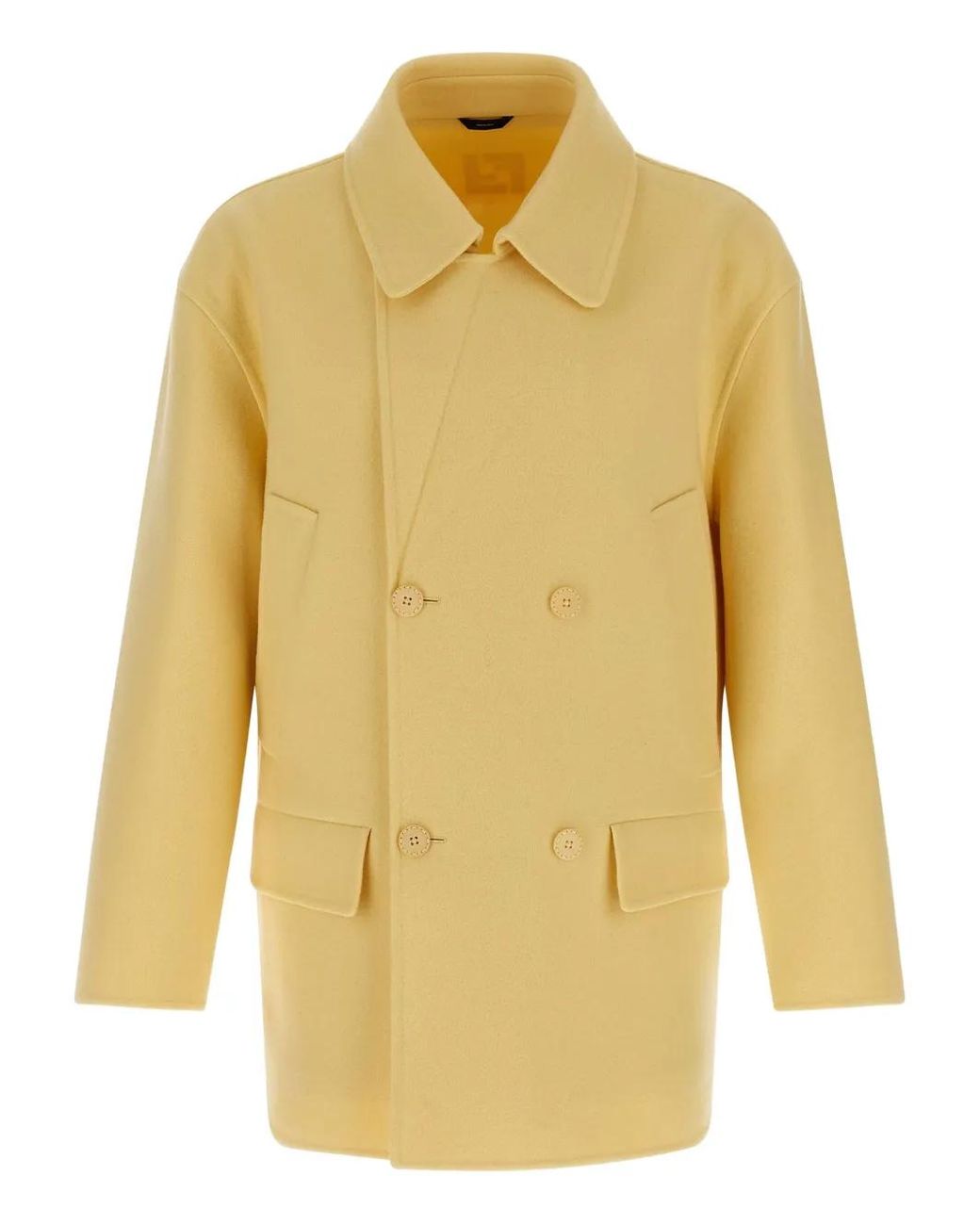 Abrigo De Lana Con Doble Botonadura Fendi de hombre de color Yellow