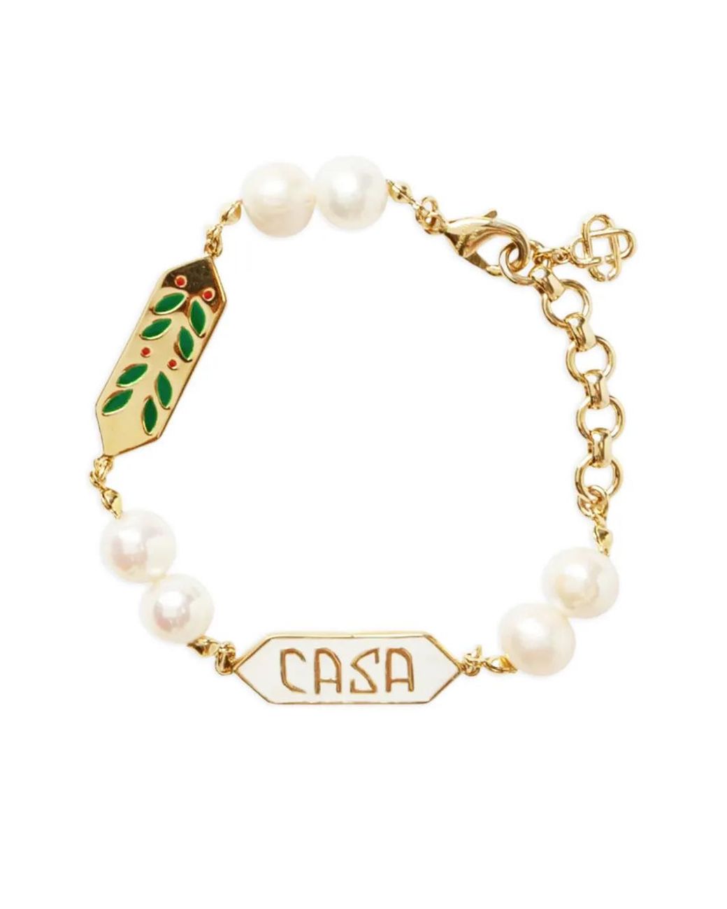 Casablanca Metallic Laurel Pearl Bracelet