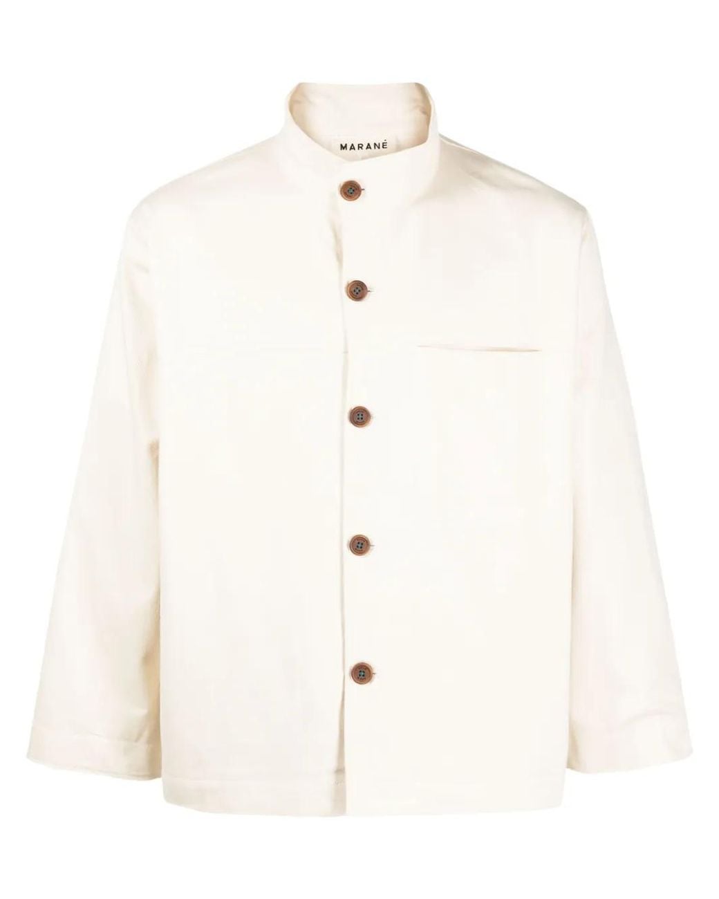 Marane White Funnel-Neck Shirt Jacket for men