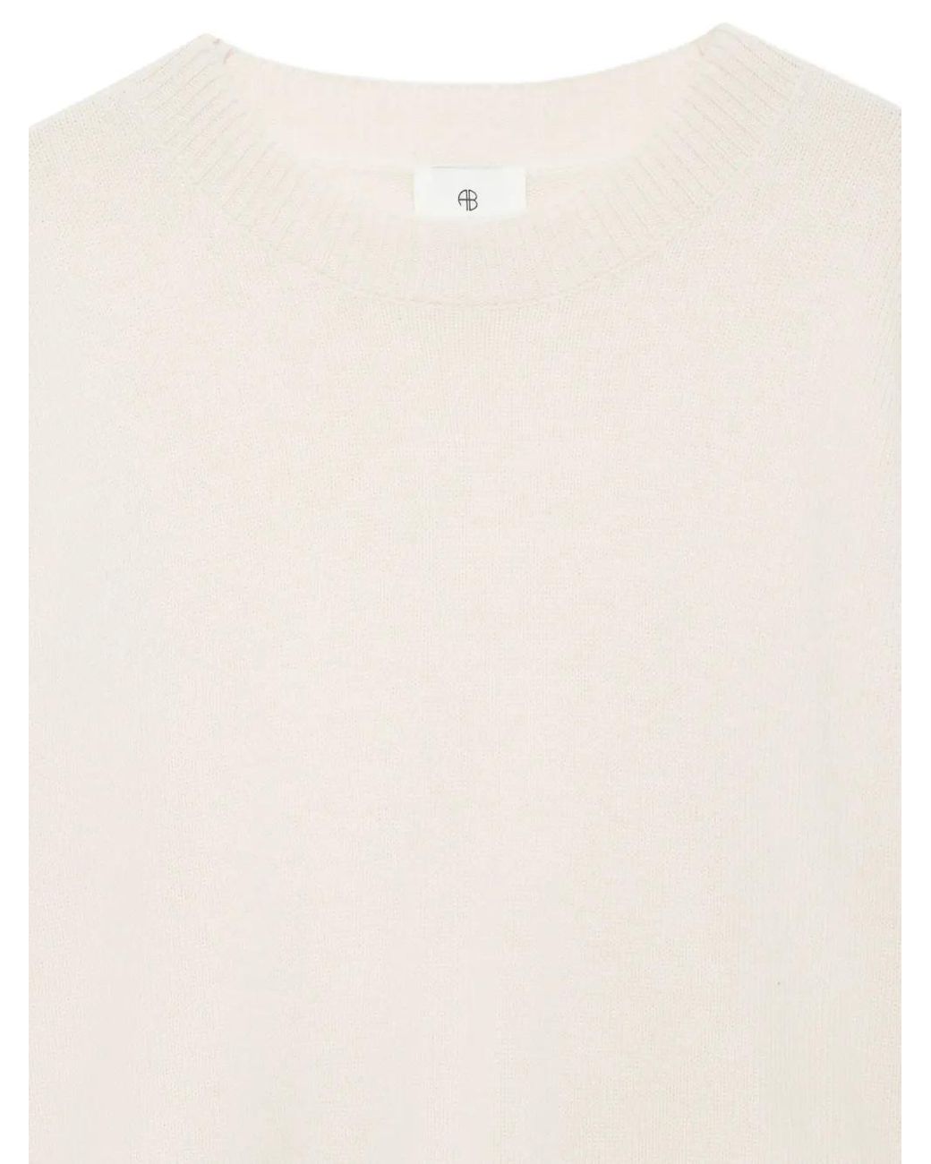 Anine Bing White Lee Crew Sweater