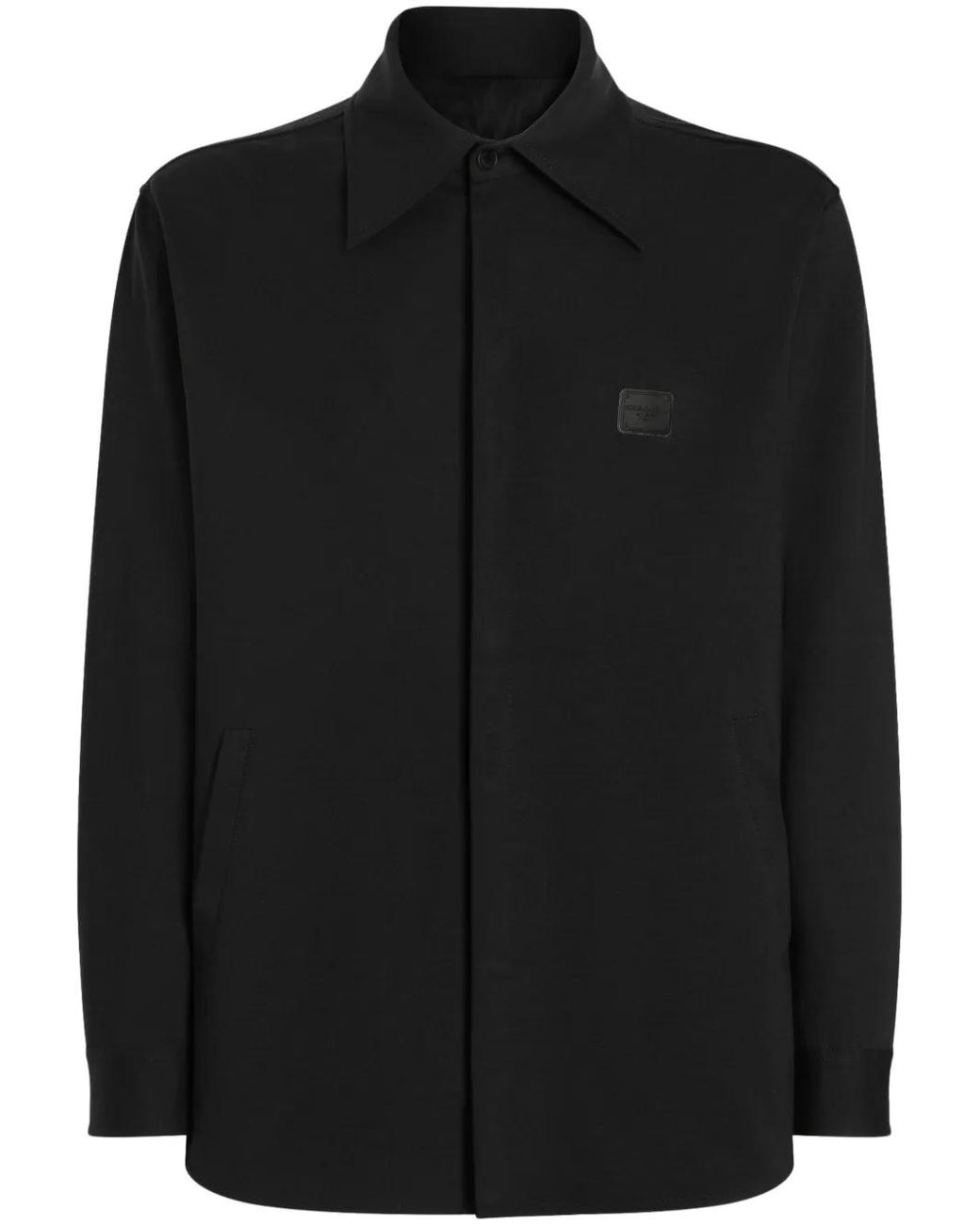 Dolce & Gabbana Black Logo-Plaque Shirt Jacket for men