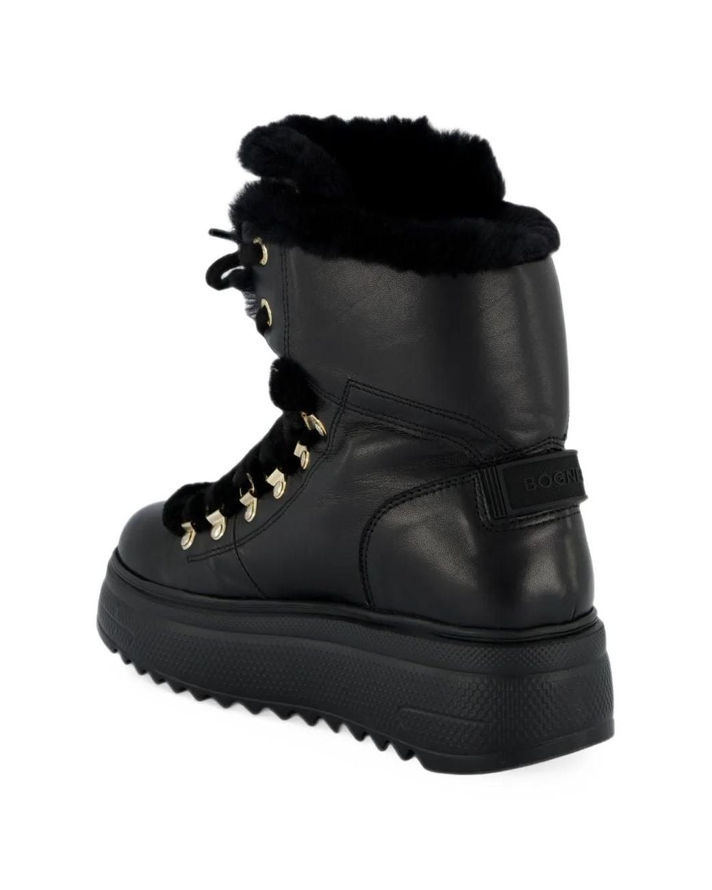 Bogner Black Shearling-Trim Leather Boots