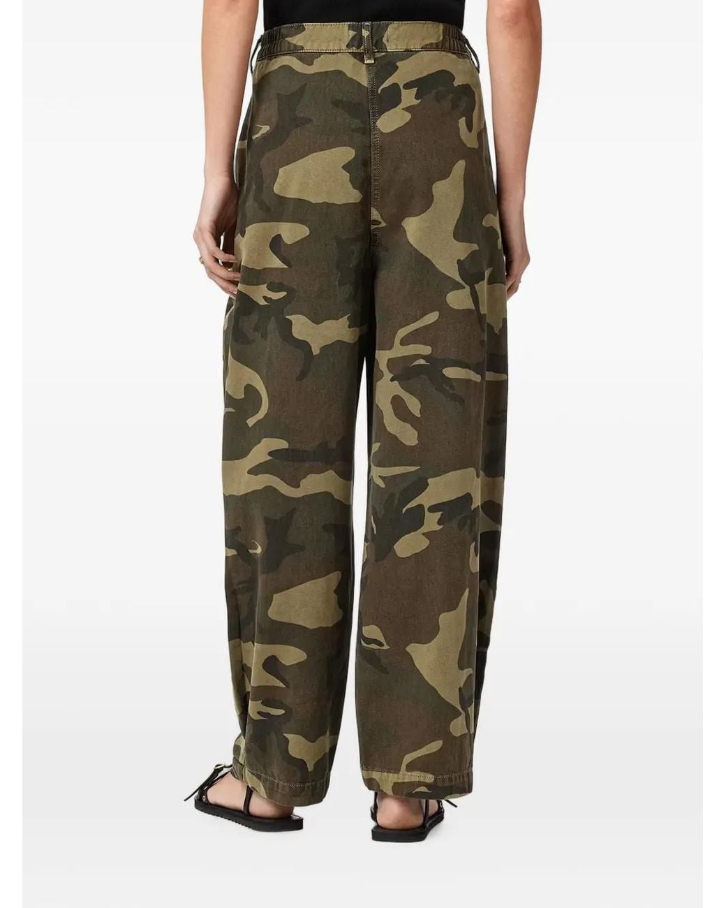 AllSaints Green Camouflage-Print Pleated Trousers