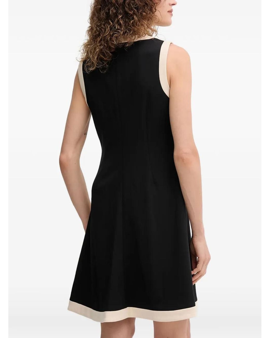 DKNY Black Round-Neck Panel Mini Dress