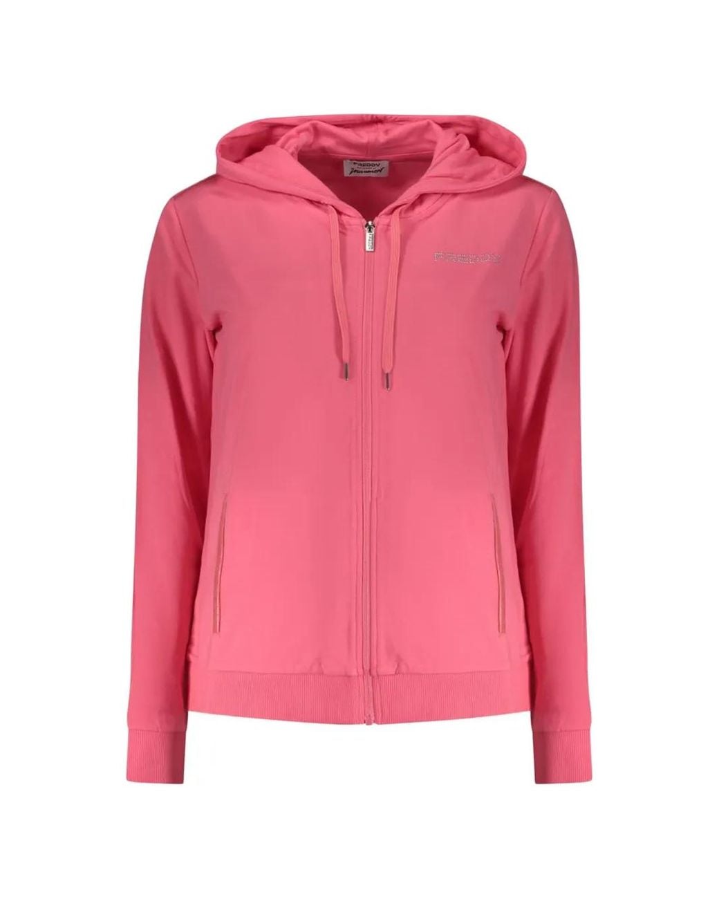 Freddy Pink Hoodie Zippé À Logo Strassé