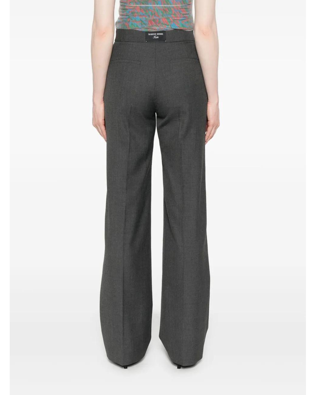 MARINE SERRE Gray Wide-Leg Trousers