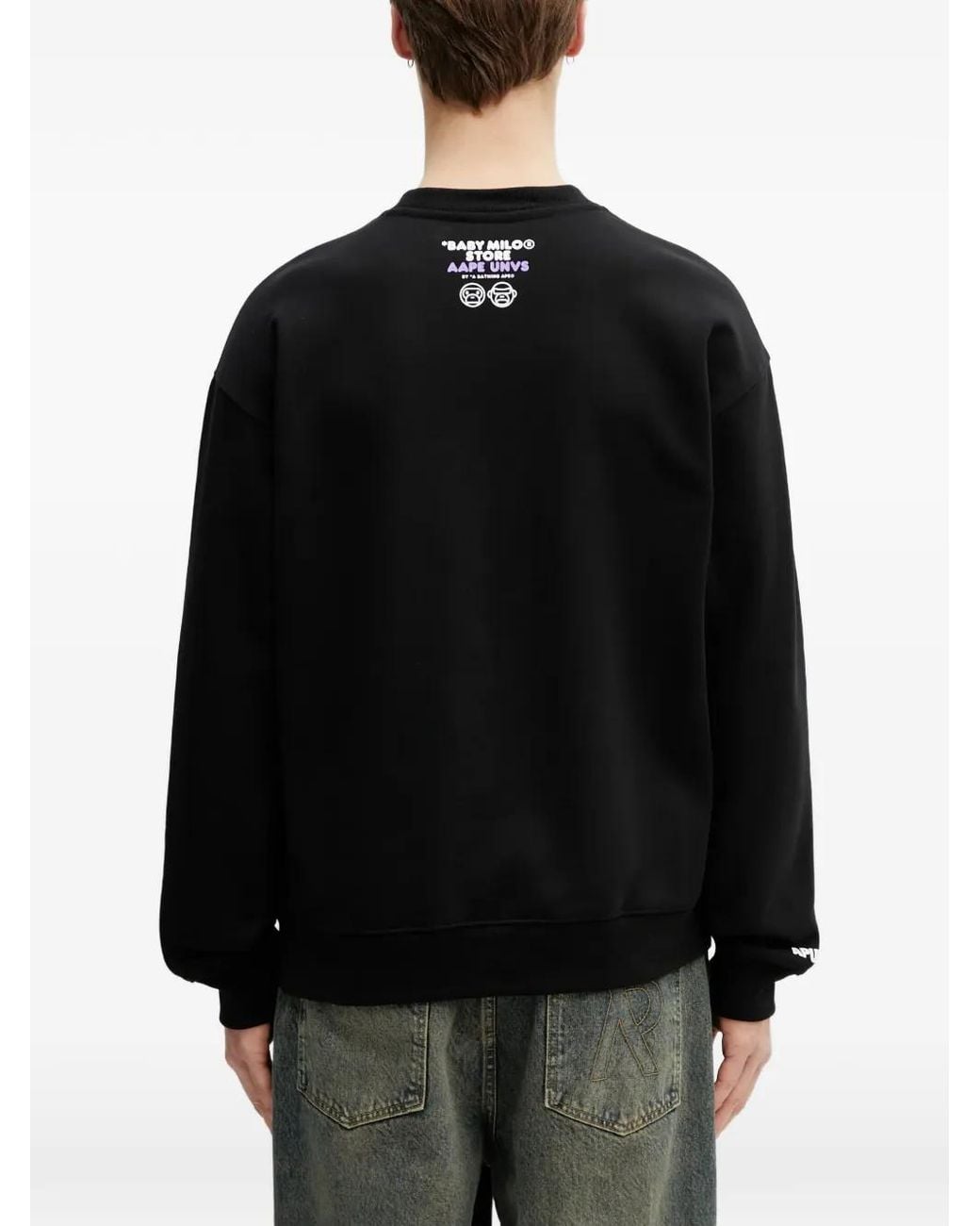 Aape By A Bathing Ape Black X Baby Milo Store Aapeunvs Sweatshirt for men